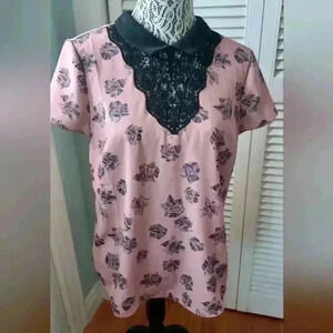 RW&CO Women's Large Elegant Collared with  Embroidered Detail